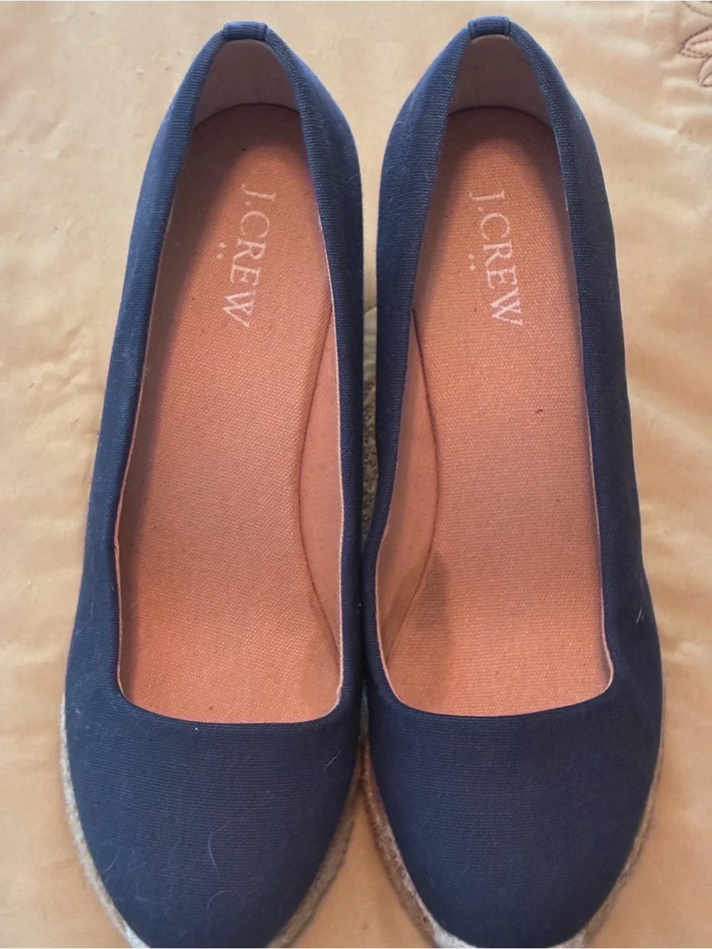 J. Crew Navy Canvas Espadrille Wedge Heels